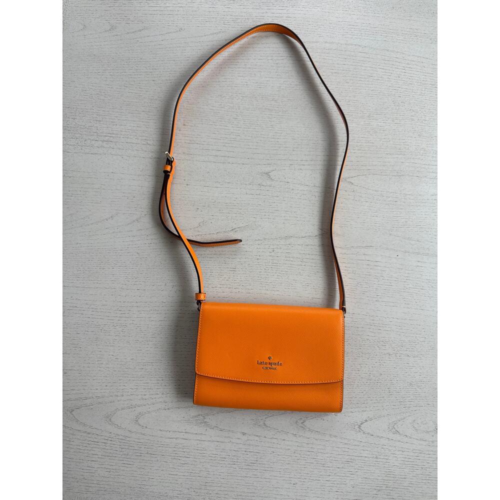 NWOT Kate Spade Orange Leather Clutch Cross Body Bag Tomato girl Discocore (B)